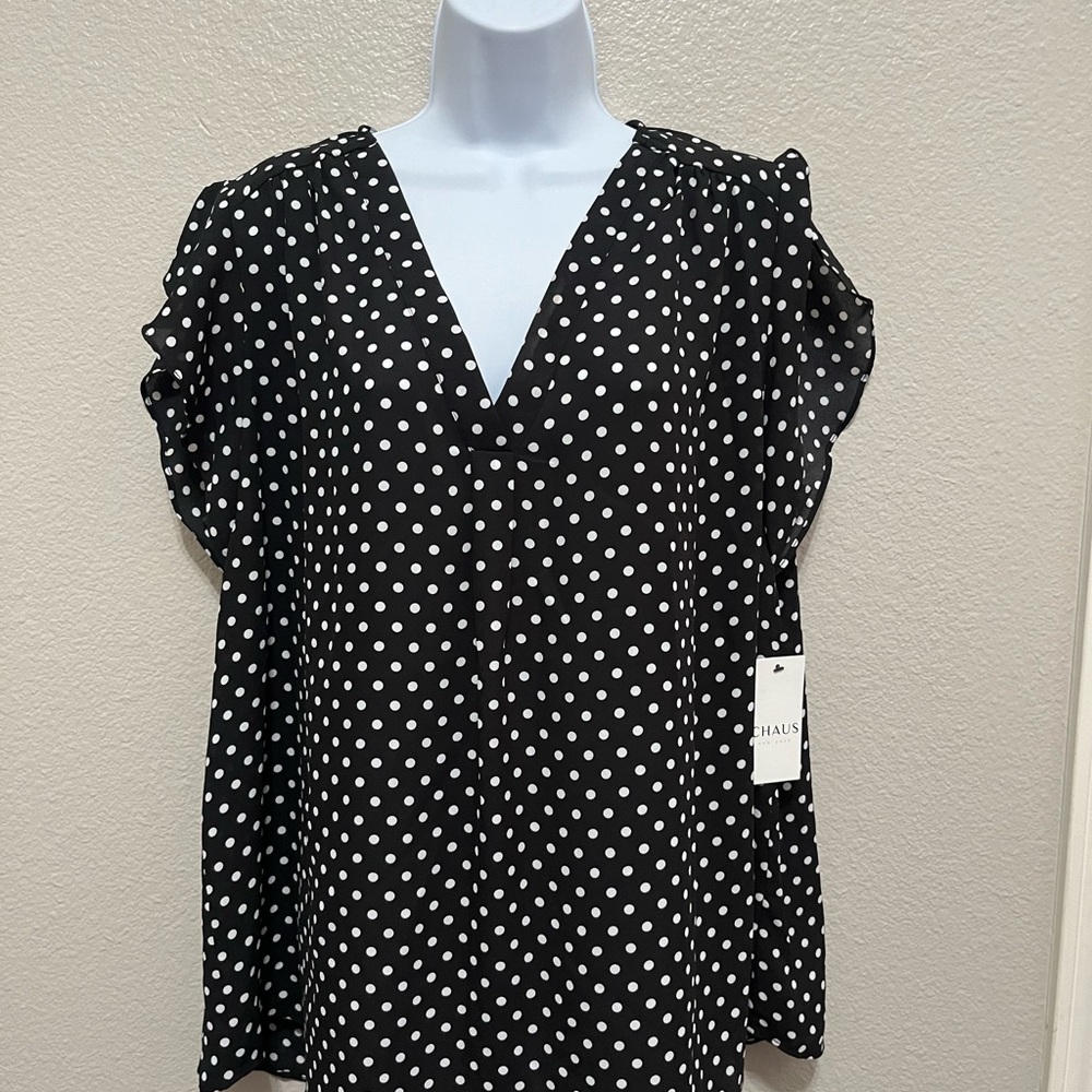 NWT. Black with white polka dots from Chaus.